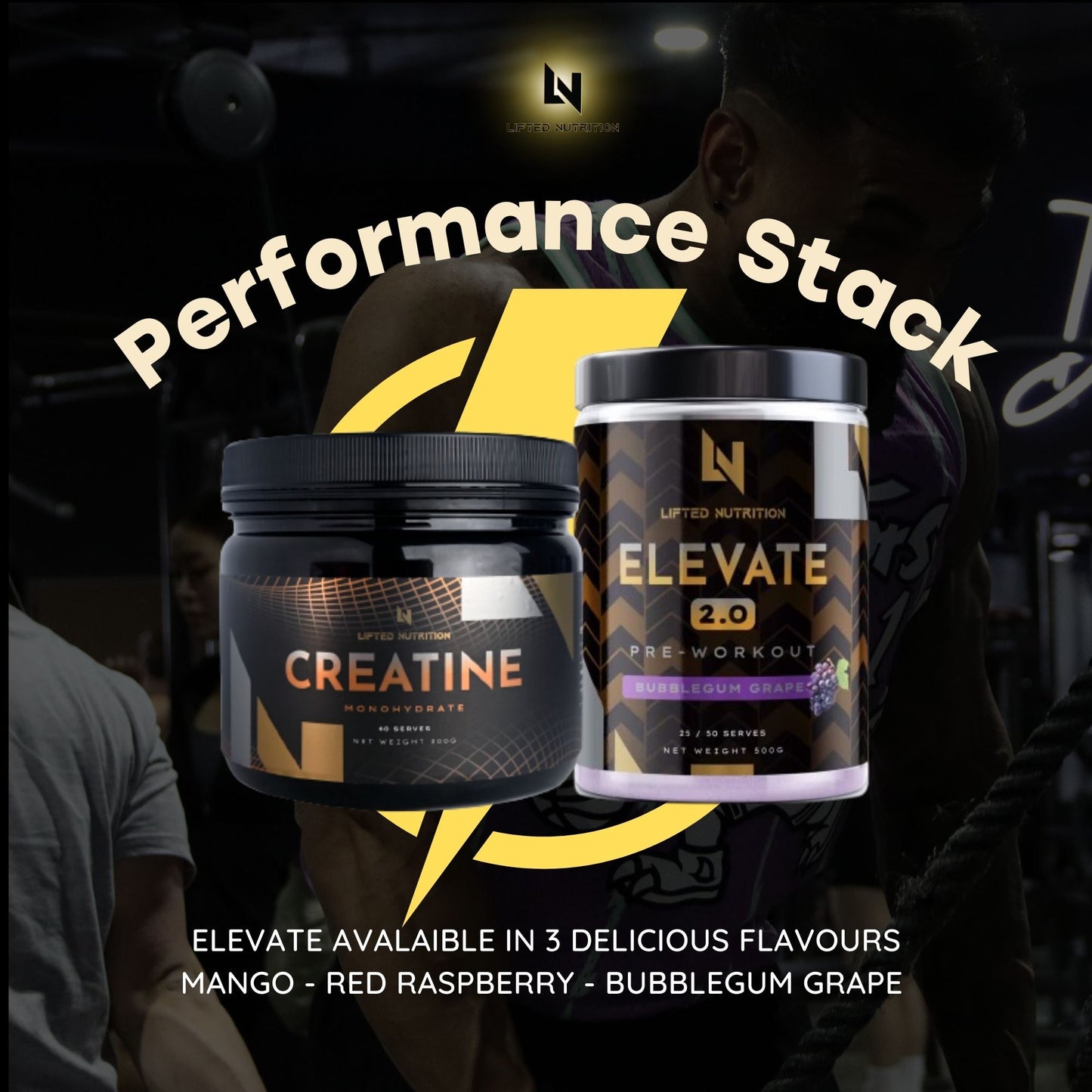 Performance Stack - 100% Pure Creatine Monohydrate & Elevate 2.0 Pre-workout